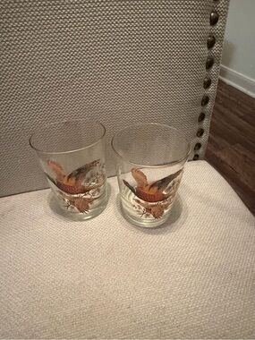 Vintage Mid- Century modern peasant eyeball glasses MCM game-bird bar ware